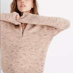 Madewell half zip popover wool sweater pink size medium